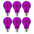 6Pk - Sunlite 4.5 Watts LED A19 Colored Purple Transparent Dimmable Light Bulb For Discount