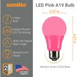 6Pk - Sunlite 4.5 Watts LED A19 Colored Red Transparent Dimmable Light Bulb For Sale