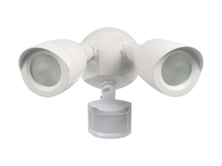 Satco LED Security Light Dual Head Motion Sensor Included White Finish 4000K For Cheap