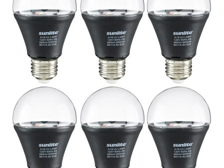 6Pk - 2 watts LED A19 Medium Base E26 Blacklight UV Bulb Online