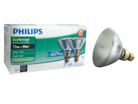 2Pk - Philips 72w PAR38 Flood FL25 Halogen Bulb - 90w Replacement Hot on Sale