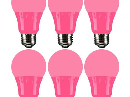 6Pk - Sunlite 4.5 Watts LED A19 Colored Red Transparent Dimmable Light Bulb For Sale