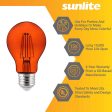 6Pk - Sunlite 4.5 Watts LED A19 Colored Orange Transparent Dimmable Light Bulb Cheap