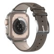 DUX DUCIS YS Apple Watch Series 9 45mm   Ultra 2 Cowhide leather strap - Grey Online Sale