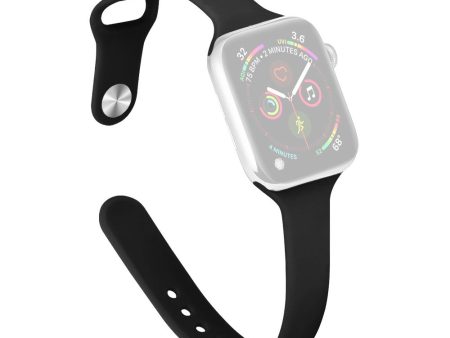 Apple Watch 41mm   40mm   38mm Slim Silicone Watch Band - Black Online now