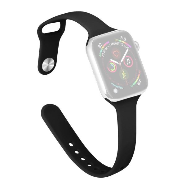 Apple Watch 41mm   40mm   38mm Slim Silicone Watch Band - Black Online now