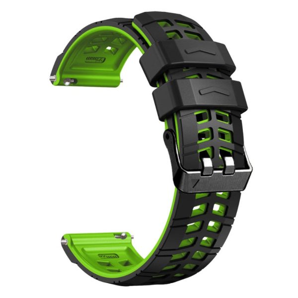 22mm Universal silicone textured strap - Black   Green Hot on Sale