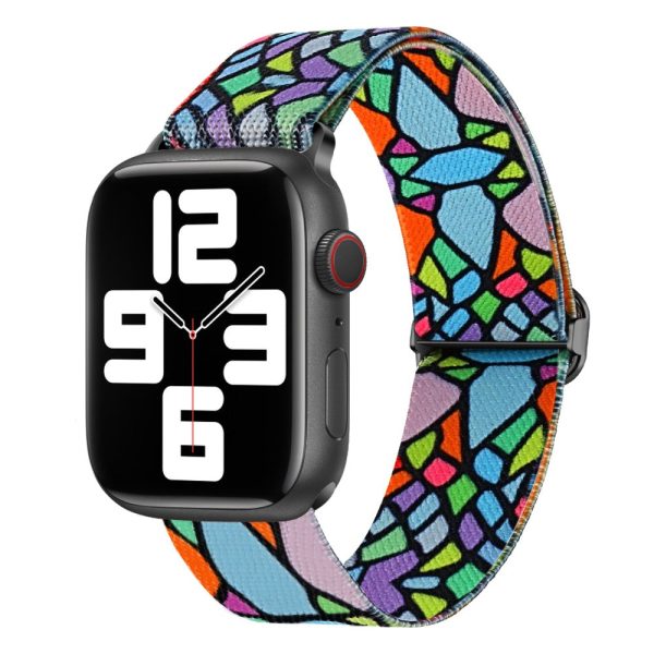 Colorful Fluid Nylon Watch Band for Apple Watch Series 9 8 7 6 SE 41mm 40mm 38mm - Geometric Rainbow Fashion