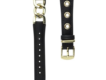 Cow Leather Watch Band for Apple Watch 41mm 40mm 38mm - Black+Gold Buckle on Sale