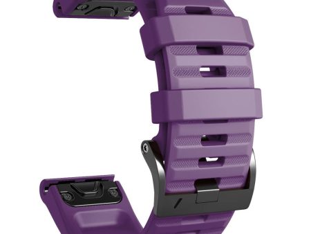 26mm simple stripe silicone strap with black buckle for Garmin watch - Purple Online