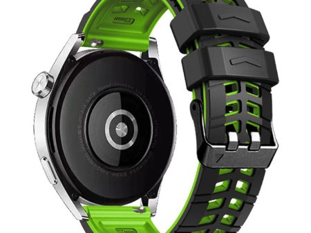 22mm Universal silicone textured strap - Black   Green Hot on Sale