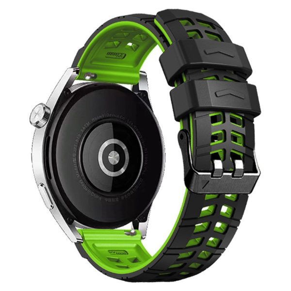 22mm Universal silicone textured strap - Black   Green Hot on Sale