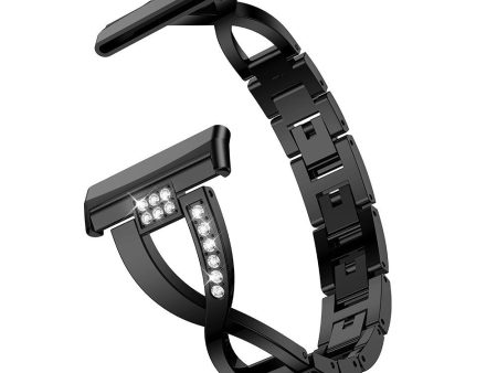 Fitbit Sense 2   Versa 4 rhinestone decor watch strap - Black For Sale