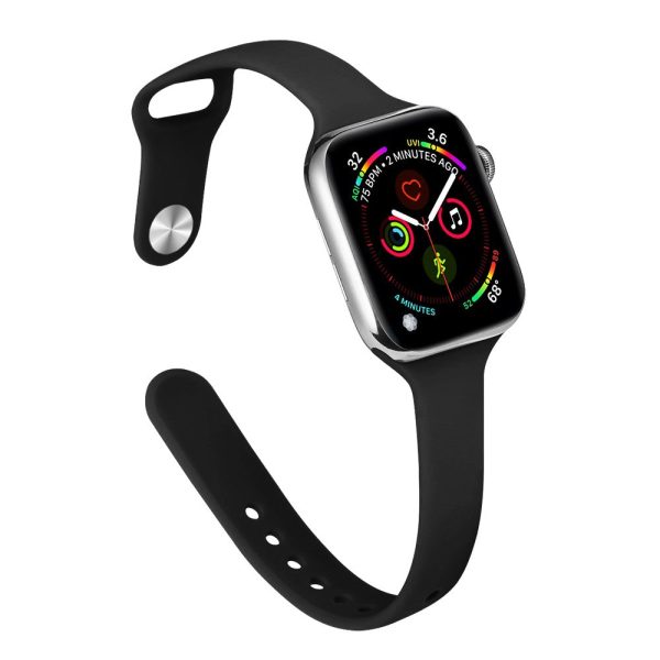 Apple Watch 41mm   40mm   38mm Slim Silicone Watch Band - Black Online now