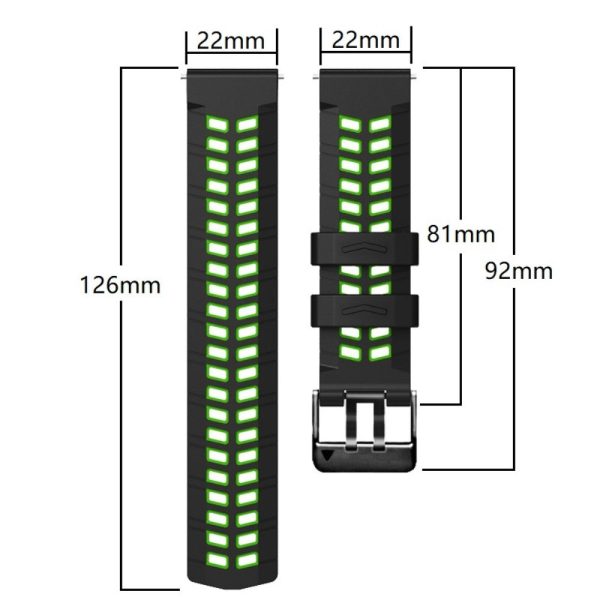 22mm Universal silicone textured strap - Black   Green Hot on Sale