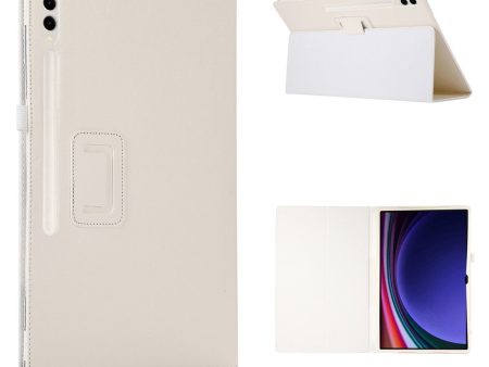 White leather tablet cover with bi-fold stand for Samsung Galaxy Tab S9 Ultra Discount