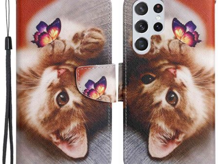 Wonderland Samsung Galaxy S23 Ultra flip case - Butterfly   Cat Online