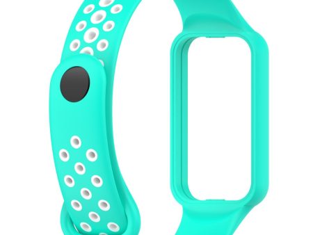 Xiaomi Redmi Band 2 dual color silicone strap with cover - Cyan   White For Sale