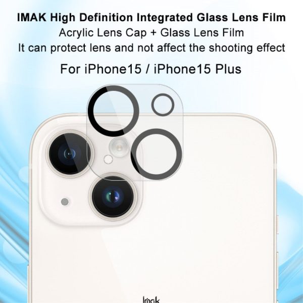 IMAK glass camera protector with acrylic lens cap for iPhone 15   15 Plus - Black Edition Cheap