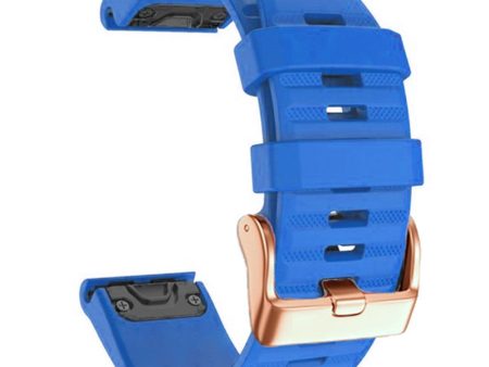 20mm simple stripe silicone strap with rose gold buckle for Garmin watch - Dark Blue Supply