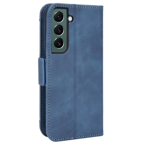 Modern-styled leather wallet case for Samsung Galaxy S22 Plus - Blue Online Hot Sale