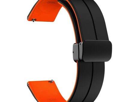 20mm Universal dual color silicone strap in black buckle - Black   Orange Sale