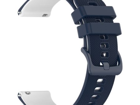 20mm dual color grid texture silicone watch strap for Garmin watch - Navy Blue   White Hot on Sale