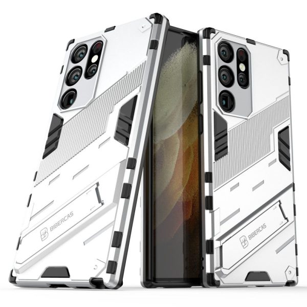 Shockproof hybrid cover with a modern touch for Samsung Galaxy S22 Ultra - White For Sale