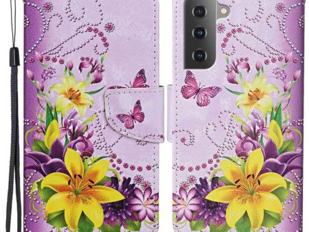 Wonderland Samsung Galaxy S23 flip case - Yellow Flowers   Butterflies Online now