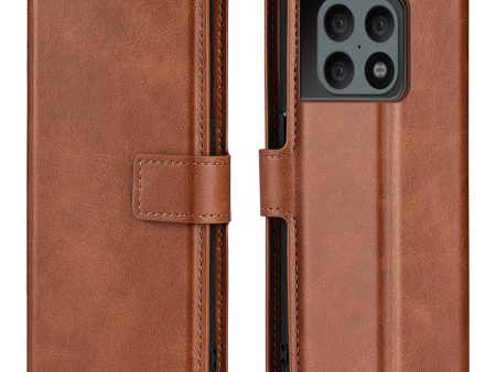 Wallet-style leather case for OnePlus 10 Pro - Light Brown on Sale