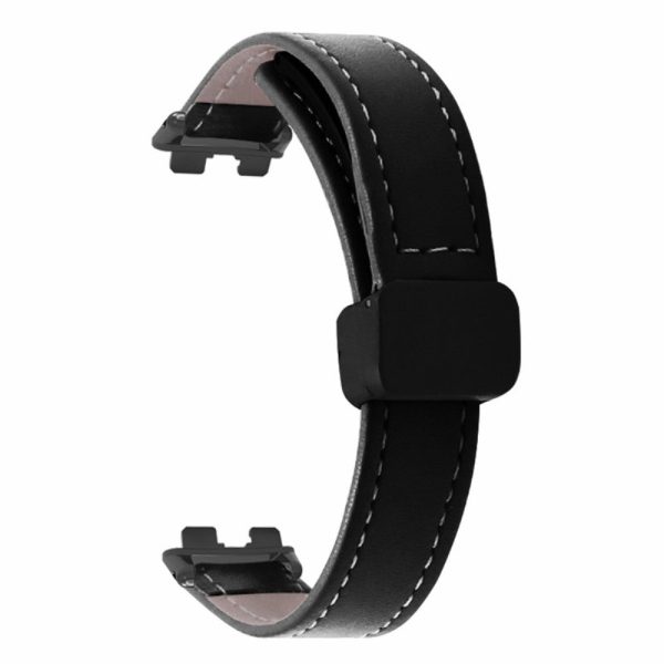 Xiaomi Smart Band 8 Watch Band Magnetic PU Leather and Metal Strap Replacement - Black Online now