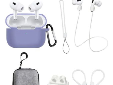 AirPods Pro 2 silicone cover with storage bag and accessories - Purple Online now