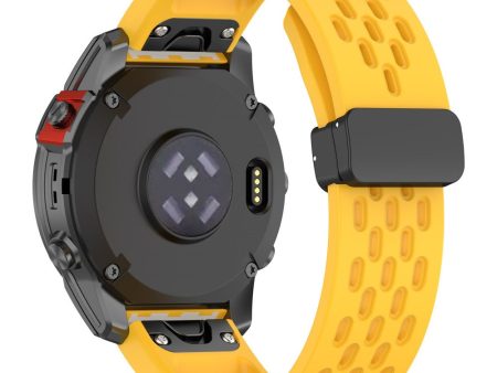 20mm multi-hole style silicone strap with buckle for Garmin Watch - Yellow Supply