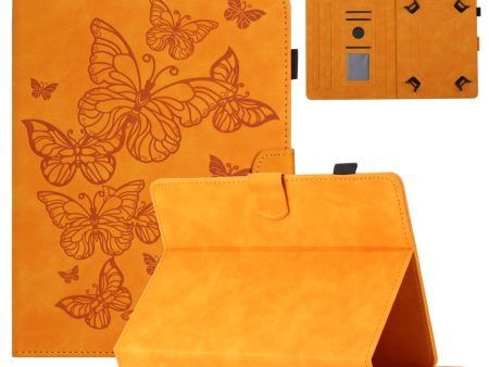 Universal butterfly imprinted leather case for 10-inch tablet - Yellow Online Hot Sale