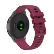 18mm wave grain style silicone watch strap for Garmin watch - Wine Red Sale