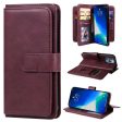 10-slot wallet case for iPhone 14 Pro Max - Wine Red For Discount