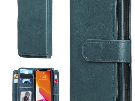 10-slot wallet case for iPhone 13 Mini - Dark Green on Sale