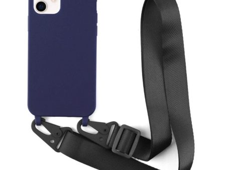 Thin TPU case with a matte finish and adjustable strap for iPhone 11 - Dark Blue Discount