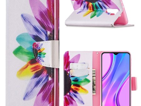 Wonderland Xiaomi Redmi 9 flip case - Colorized Flower Fashion