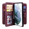 10-slot wallet case for Samsung Galaxy S22 Ultra - Wine Red Fashion