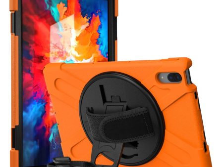 360 degree kickstand + silicone case with strap for Lenovo Tab P11 Pro - Orange For Cheap