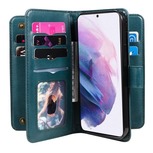 10-slot wallet case for Samsung Galaxy S22 - Blackish Green Hot on Sale