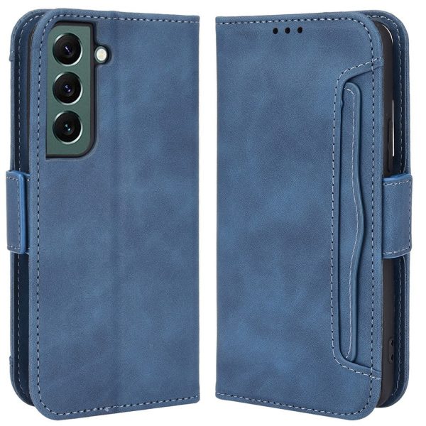 Modern-styled leather wallet case for Samsung Galaxy S22 Plus - Blue Online Hot Sale