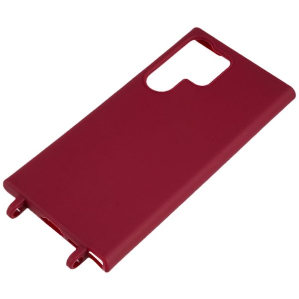 Thin TPU case with a matte finish and adjustable strap for Samsung Galaxy S23 Ultra - Wine Red Discount