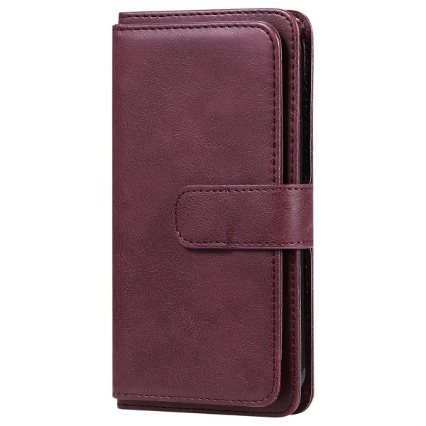 10-slot wallet case for iPhone 14 Pro Max - Wine Red For Discount