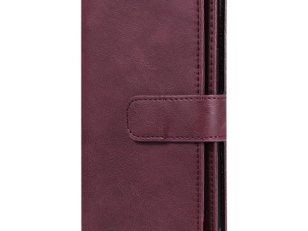 10-slot wallet case for Samsung Galaxy S22 Ultra - Wine Red Fashion