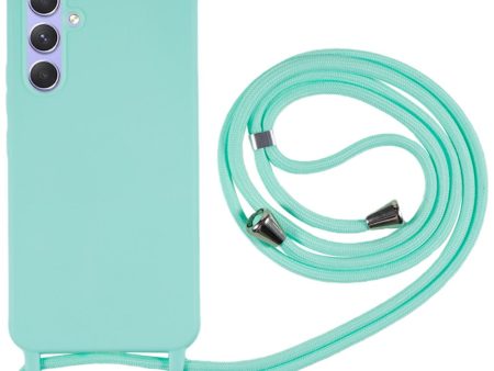 Thin flexible Samsung Galaxy A15 case with a matte finish and adjustable strap - Mint Green Online Sale