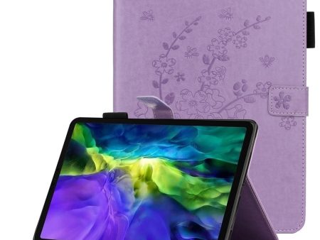 Purple Imprinted Plum Blossom Pattern Tablet Cover Versatile Leather Case with Stand for iPad Pro 11 (2018-2022) Online now