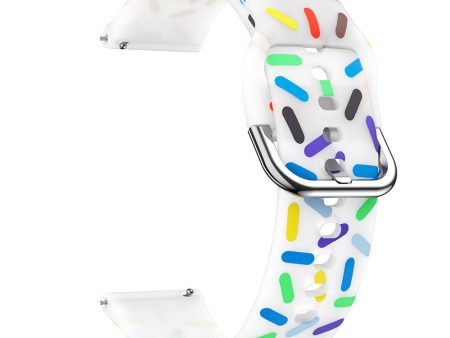 20mm Universal colorful pattern style silicone strap with black buckle - Transparent  Rainbow Fashion