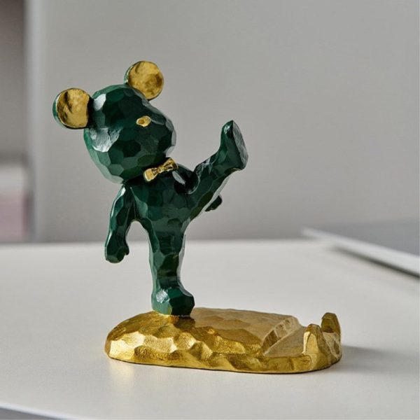 Universal cute bear style desktop phone and tablet holder - Dark Green   Gold For Discount